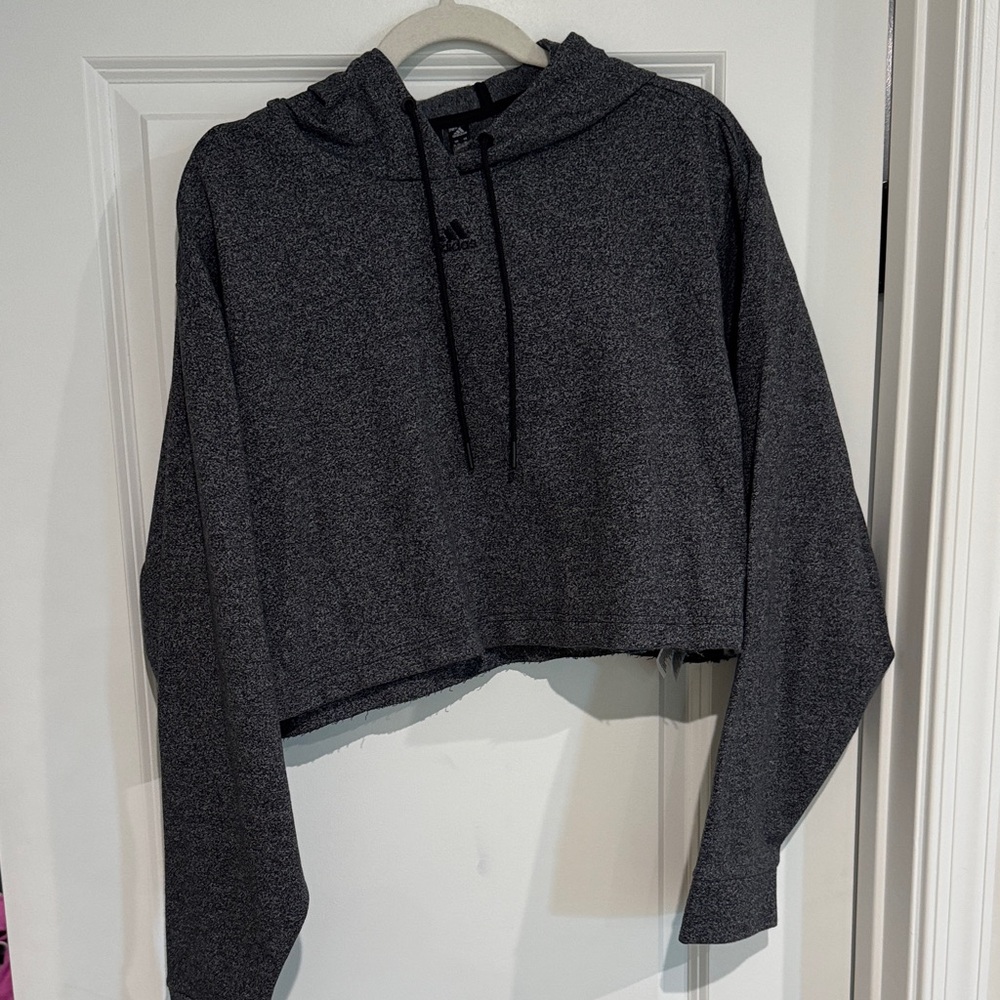 Adidas Women's Charcoal Cropped Hoodie